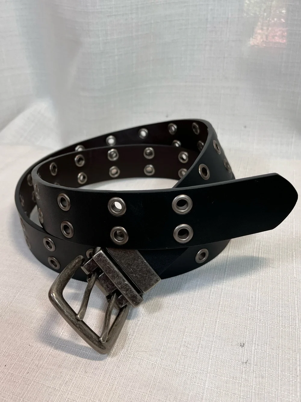 Reversible Black Brown Double Grommet Belt XL 42-46 Rotating Buckle Punk Y2K